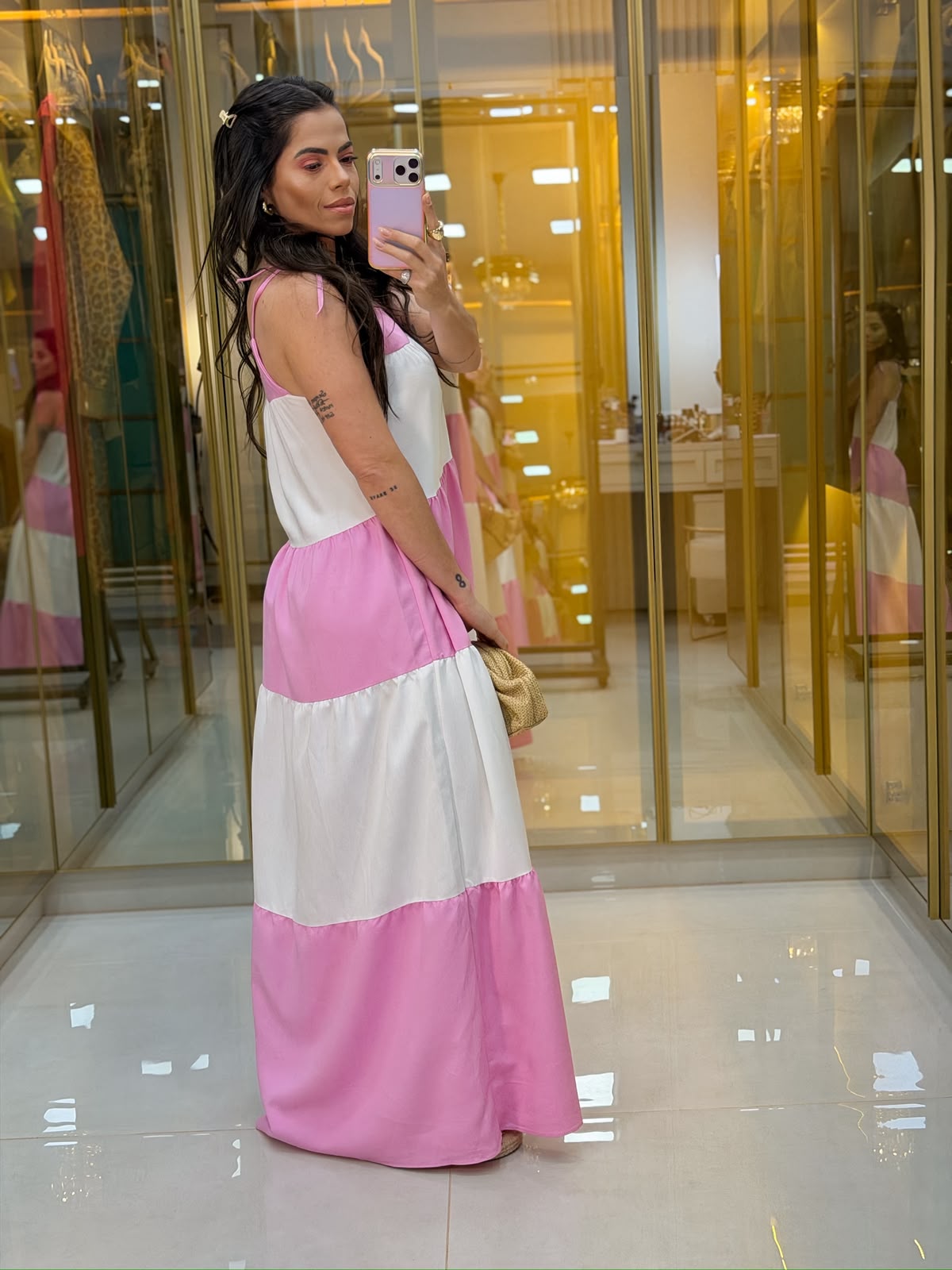 Vestido Eliara Listrado Rosa